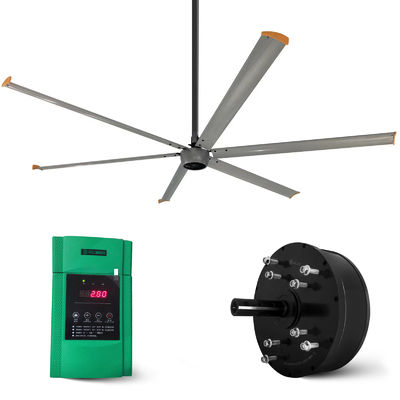Motor de ventilador de baja ruido de 3 fases para granjas lecheras 12ft 10ft 8ft ventilador de techo de gran volumen